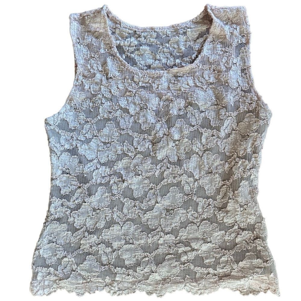 Hanky Panky Vintage Pink Classic Lace Sleeveless Tank Top Size Medium